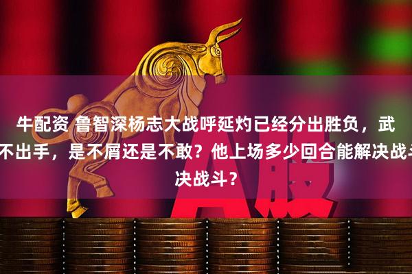 牛配资 鲁智深杨志大战呼延灼已经分出胜负，武松不出手，是不屑还是不敢？他上场多少回合能解决战斗？
